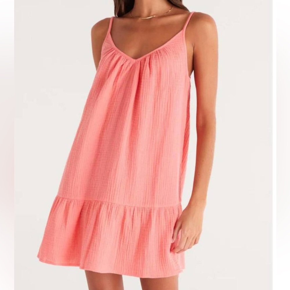 Z Supply Gauze Coral Mini Dress Cover up, XL